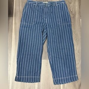 Marsh Landing Blue and White Striped Capri Jeans
